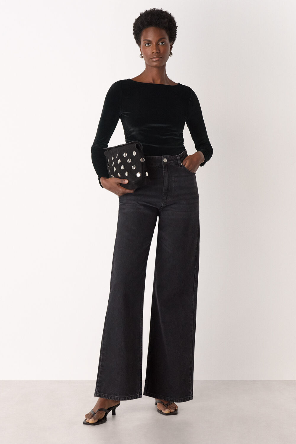 Straight Neck Velvet Top